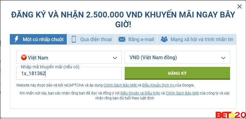 Enter the promotional code as shown in the picture to receive 2.5 million VND from 1XBET! Enter the promotional code as shown in the picture to receive 2.5 million VND from 1XBET!